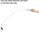 2-in-1 Cat Feather Wand Toy with Suction Cup, 3 Refillable Bird Teasers & Bells