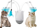 Rechargeable 360° Automatic Rotating Feather Wand Cat Toy with Tumbler Design