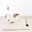 2-in-1 Cat Feather Wand Toy with Suction Cup, 3 Refillable Bird Teasers & Bells